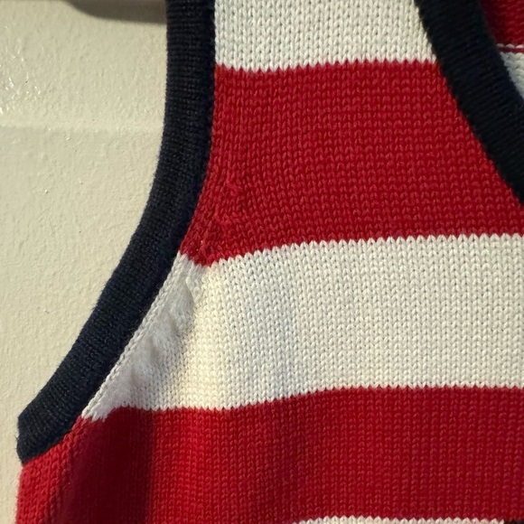 Tommy Hilfiger VTG Striped Red White Blue Star Ribbed Knit Sweater Vest Preppy L - Picture 4 of 9